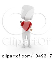 3d Ivory White Person Holding A Heart With Cupids Arrow