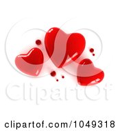 Poster, Art Print Of 3d Red Hearts And Dots