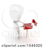 Royalty Free RF Clip Art Illustration Of A 3d Ivory White Person Putting A Love Letter In A Heart Mail Box by BNP Design Studio