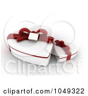 3d White Heart Valentine Gift Boxes With Red Ribbons