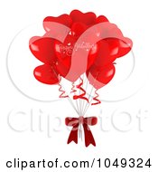 Poster, Art Print Of 3d Bunch Of Heart Balloons And Bow
