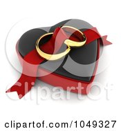 Royalty Free RF Clip Art Illustration Of 3d Wedding Bands On A Heart Box by BNP Design Studio