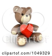 Poster, Art Print Of 3d Valentine Teddy Bear With A Heart