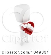 Royalty Free RF Clip Art Illustration Of A 3d Ivory White Person Holding A Heart Box Of Valentine Chocolates 2