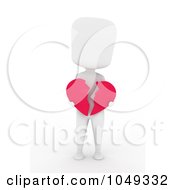 Royalty Free RF Clip Art Illustration Of A 3d Ivory White Person Holding A Broken Heart