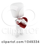 Poster, Art Print Of 3d Ivory White Person Holding A Heart Box Of Valentine Chocolates - 1
