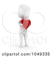Poster, Art Print Of 3d Ivory White Person Holding A Heart