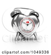 Poster, Art Print Of 3d Silver Valentine Heart Alarm Clock