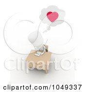 Poster, Art Print Of 3d Ivory White Person Writing A Love Letter