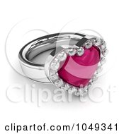 3d Pink Heart Gem Ring With Diamonds