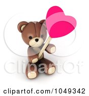 Poster, Art Print Of 3d Valentine Teddy Bear Holding A Heart Lolipop