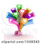 3d Gift Box With Colorful Hearts Bursting Out