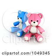 Poster, Art Print Of 3d Blue And Pink Valentine Teddy Bear Couple Holding Hands