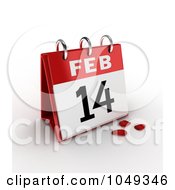 Poster, Art Print Of 3d February 14th Valentines Day Calendar With Rose Petals