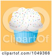 Royalty Free RF Clip Art Illustration Of A Sprinkled Cupcake On Orange