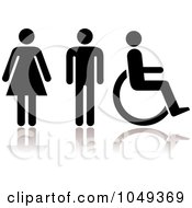 Royalty Free RF Clip Art Illustration Of A Digital Collage Of Black Women Men And Handicap Restroom Symbols With Reflections