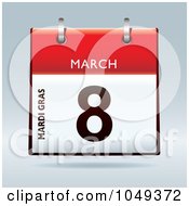 Poster, Art Print Of 3d Mardi Gras March 8 Flip Desk Calendar