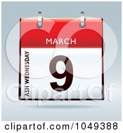 Royalty Free RF Clip Art Illustration Of A 3d Ash Wednesday March 9 Flip Desk Calendar