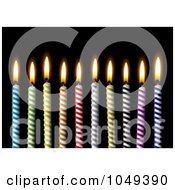 Royalty Free RF Clip Art Illustration Of 3d Colorful Striped Birthday Candles On Black 1 by michaeltravers