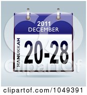 Royalty Free RF Clip Art Illustration Of A 3d Blue Hanukkah December 20 28 Flip Desk Calendar
