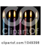 Royalty Free RF Clip Art Illustration Of 3d Colorful Striped Birthday Candles On Black 2 by michaeltravers