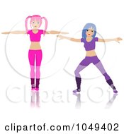 Royalty Free RF Clip Art Illustration Of A Digital Collage Of Aerobics Fitness Wom3n Wearing Doing Poses by elaineitalia