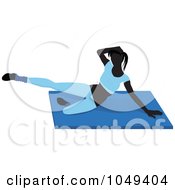 Royalty Free RF Clip Art Illustration Of A Fitness Woman Wearing Blue And Doing An Aerobics Pose On A Mat 2