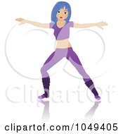 Royalty Free RF Clip Art Illustration Of An Aerobics Fitness Woman Wearing Purple And Doing Poses