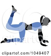 Royalty Free RF Clip Art Illustration Of A Fitness Woman Wearing Blue And Doing An Aerobics Pose 2