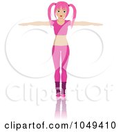Royalty Free RF Clip Art Illustration Of An Aerobics Fitness Woman Wearing Pink And Doing Poses