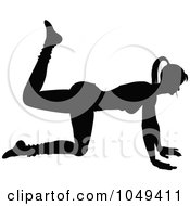 Royalty Free RF Clip Art Illustration Of A Silhouetted Fitness Woman In An Aerobics Pose 6
