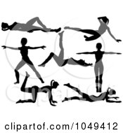 Poster, Art Print Of Digital Collage Of Silhouetted Fitness Women In Aerobics Poses