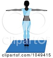 Fitness Woman Wearing Blue And Doing An Aerobics Pose On A Mat - 1