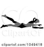 Royalty Free RF Clip Art Illustration Of A Silhouetted Fitness Woman In An Aerobics Pose 7