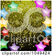 Poster, Art Print Of Border Of Shiny Colorful Stars Over Yellow Mosaic
