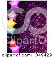 Royalty Free RF Clip Art Illustration Of A Border Of Shiny Colorful Stars Over Purple Mosaic by elaineitalia