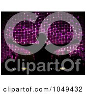 Royalty Free RF Clip Art Illustration Of A Silhouetted Dj And Hands Against Purple Mosaic