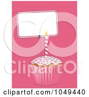 Poster, Art Print Of 3d Cupcake And Blank Sign Label On Pink