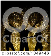 Poster, Art Print Of Silhouetted Dancing Women And A Man Against Gold Mosaic