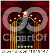 Blank Gold Red And Black Starry Theater Sign With Stage Curtains