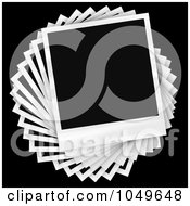 Poster, Art Print Of Instant Film Photos Arranged In A Circular Pile Over A Black Background