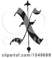 Royalty Free RF Clip Art Illustration Of A Black And White Calligraphy Abc Letter X