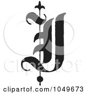 Poster, Art Print Of Black And White Old English Abc Letter J