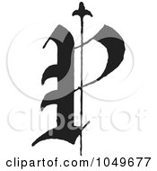 Black And White Old English Abc Letter P