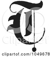 Black And White Old English Abc Letter T