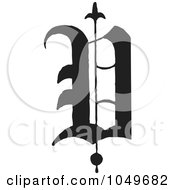 Black And White Old English Abc Letter V
