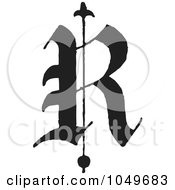 Black And White Old English Abc Letter R by BestVector