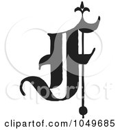 Royalty Free RF Clip Art Illustration Of A Black And White Calligraphy Abc Letter F