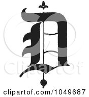 Black And White Old English Abc Letter D