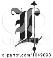 Black And White Old English Abc Letter L by BestVector